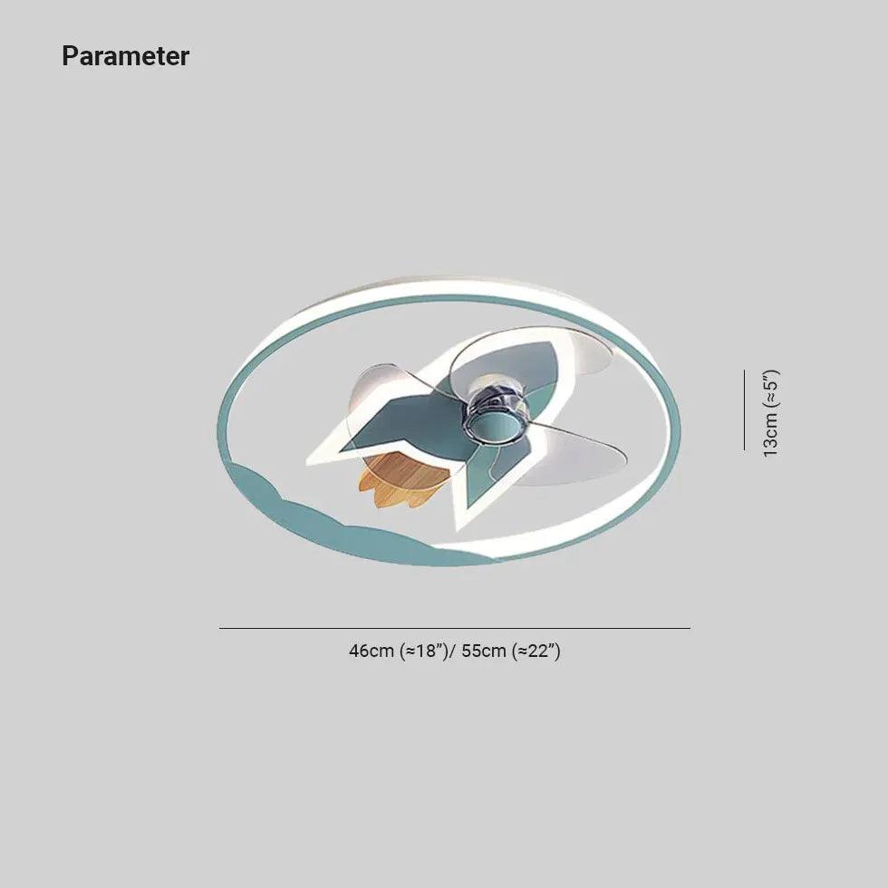 Round Aircraft Modern Ceiling Fan With Light - Clowas