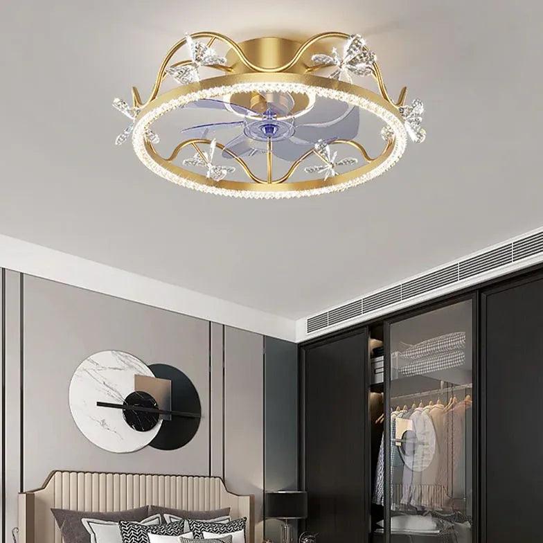 Crystal Frame Modern Ceiling Fan With Light - Clowas