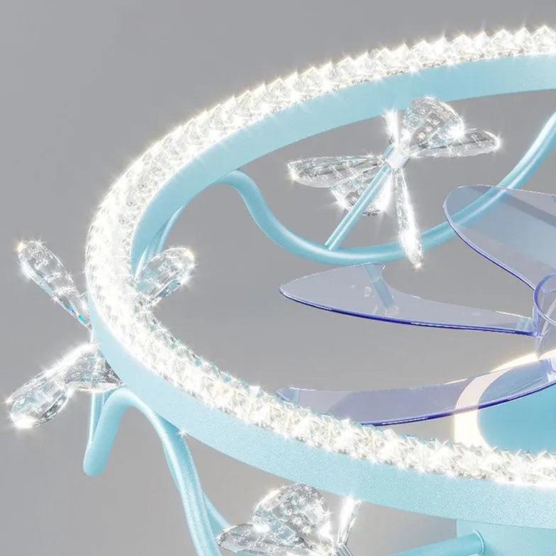 Crystal Frame Modern Ceiling Fan With Light - Clowas