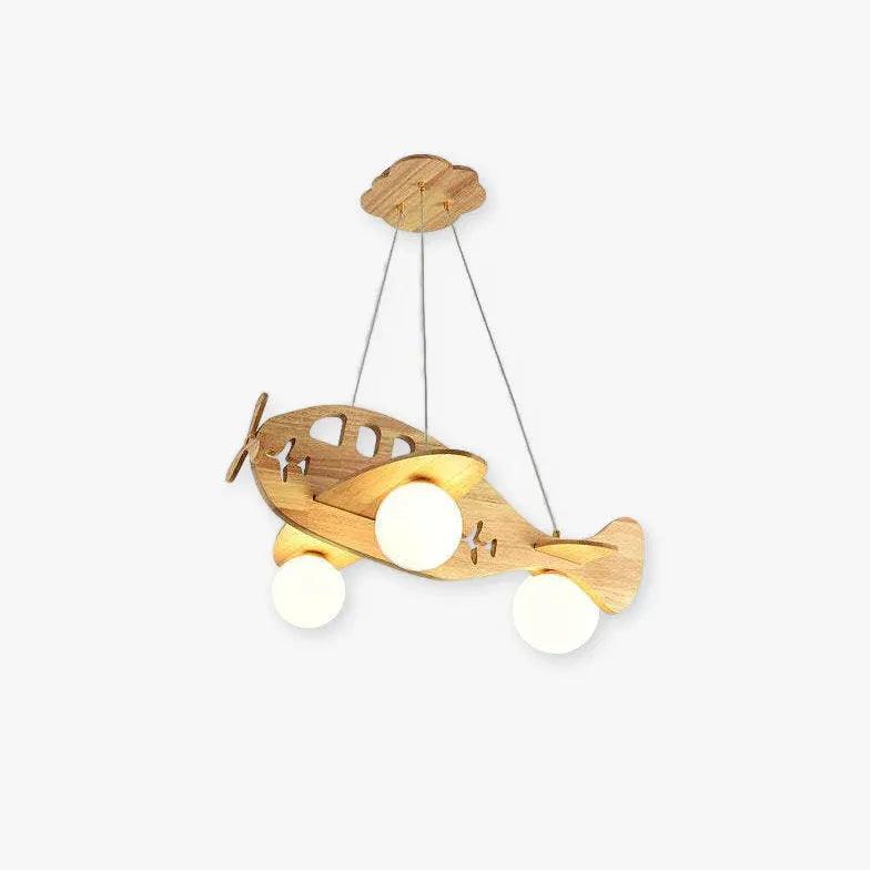Cute Airplane Bedroom Wooden Pendant Light - Clowas