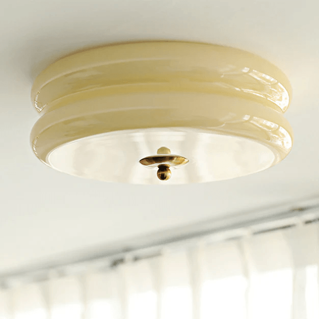French Eye Protection Bedroom Milk Glass Ceiling Light