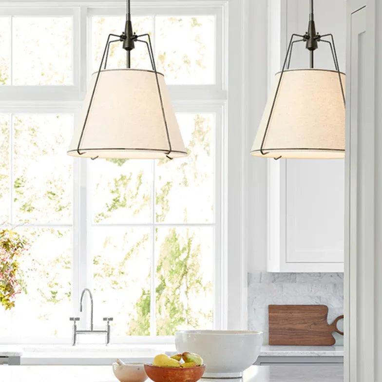 White Fabric Shade Modern Pendant Light - Clowas