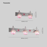 Pink Flower Glass Wall Light for Bathroom