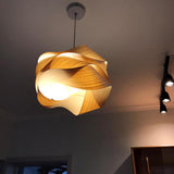 Irregular Wood Veneer Design Pendant Lights for Bedroom