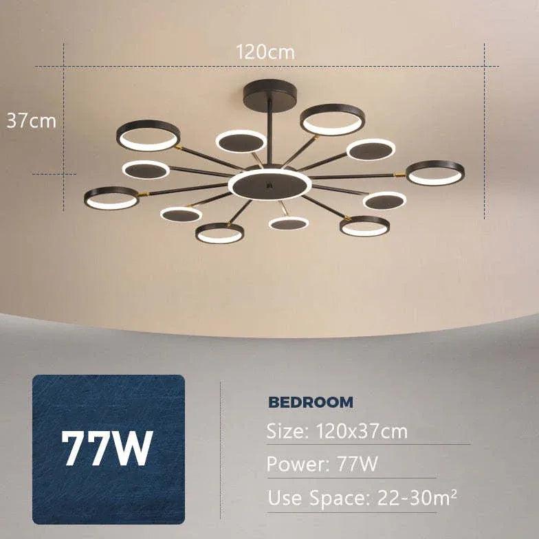 Multi-Ring Structure Black LED Pendant Light - Clowas