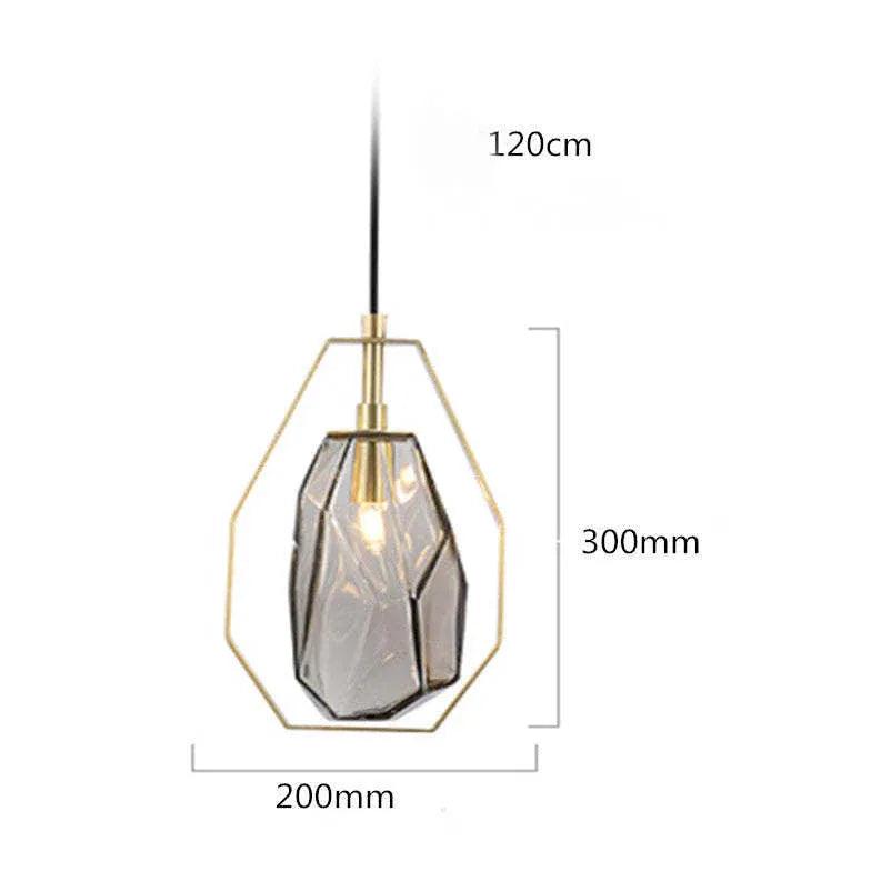 Amber Geometry Bedroom Glass Pendant Light - Clowas