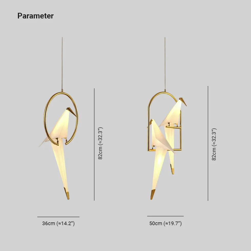 Bird-Shaped Ring Glass Gold Pendant Light - Clowas