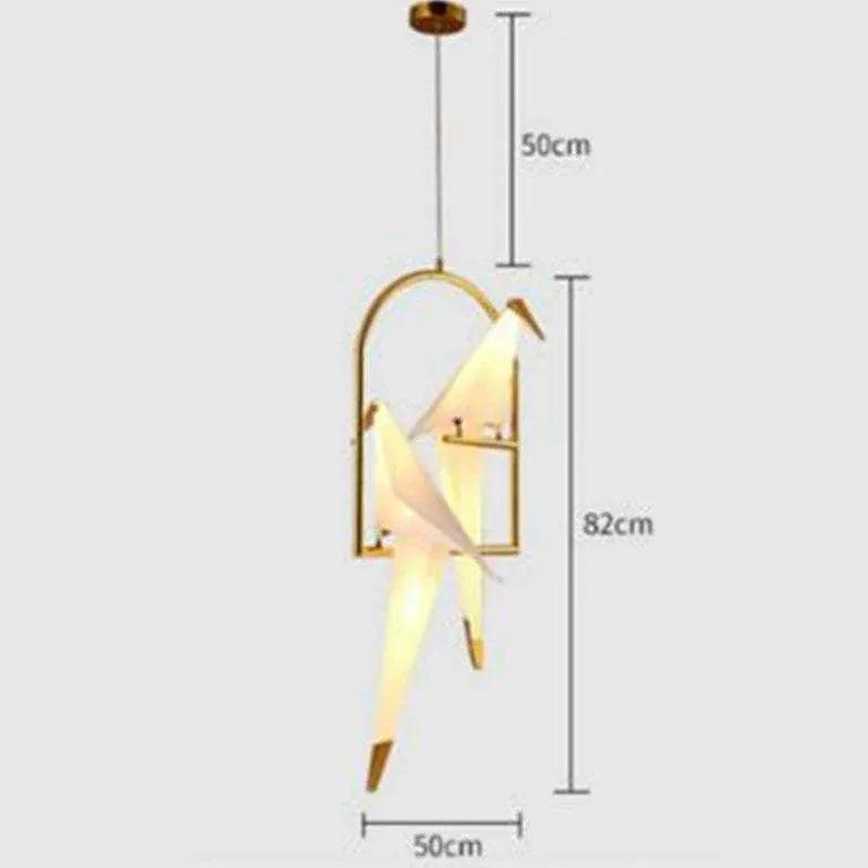 Bird-Shaped Ring Glass Gold Pendant Light - Clowas