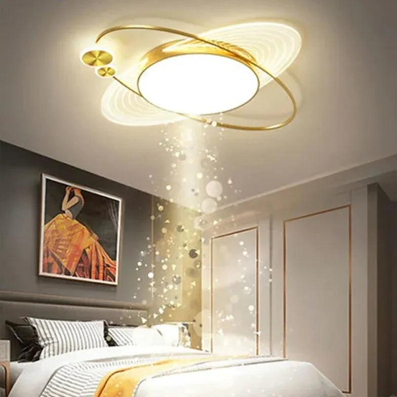 Black Metal Ring Bedroom Flush Ceiling Lights - Clowas