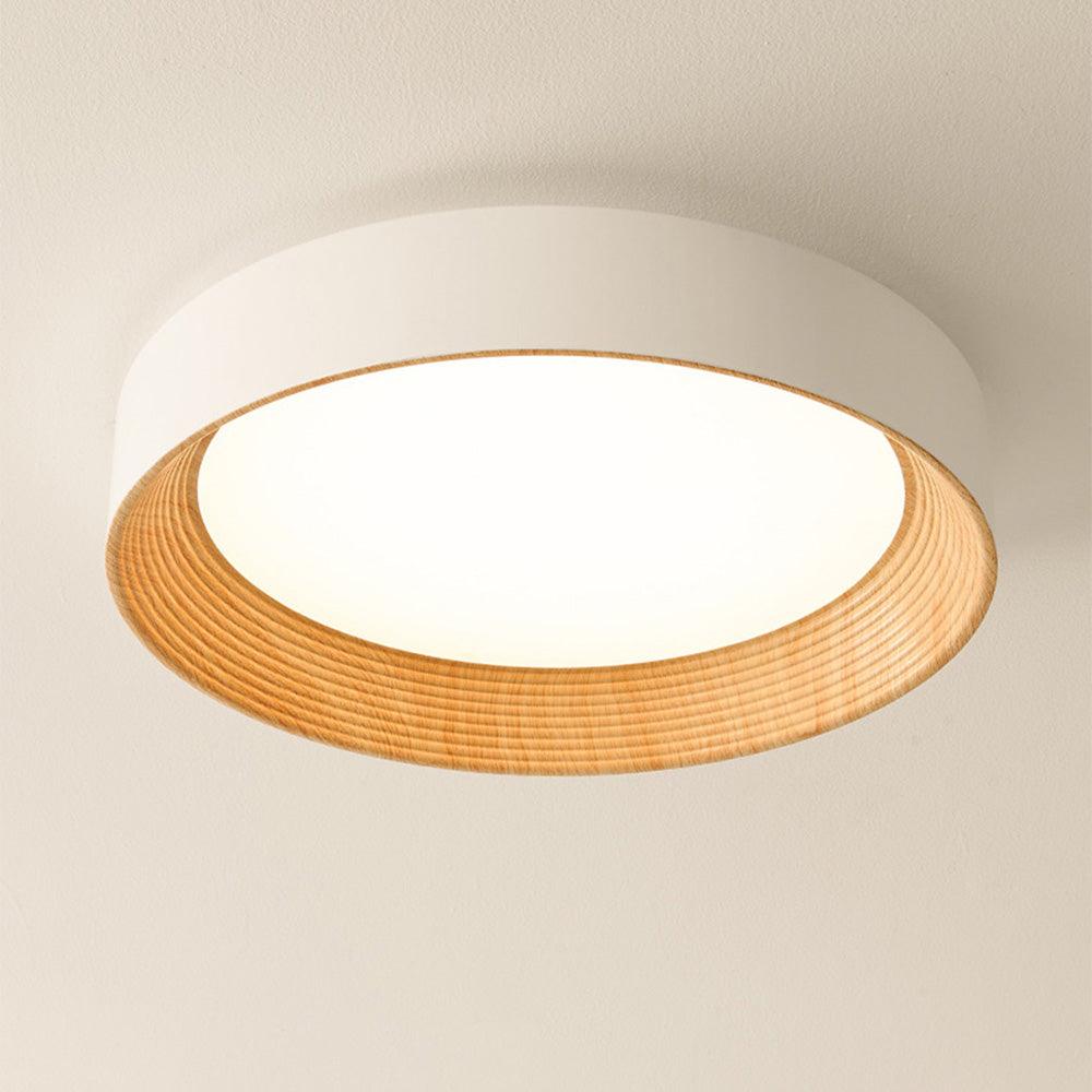 Eye-Caring Round Wooden Ceiling Light for Bedroom