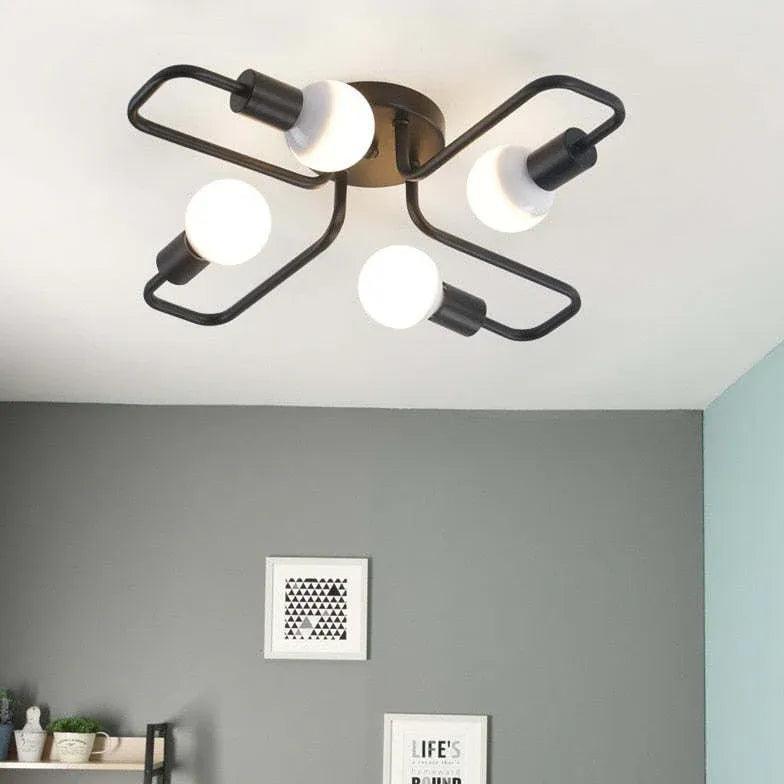 Molecule-Inspired Industrial Black Flush Ceiling Lights - Clowas