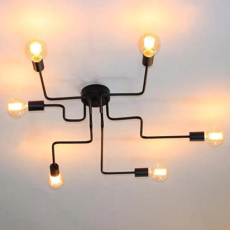 Molecule-Inspired Industrial Black Flush Ceiling Lights - Clowas