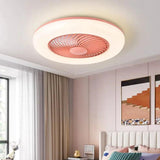 Pink Invisible Modern Ceiling Fan with Light - Clowas