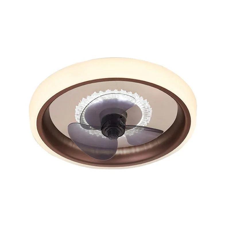 Transparent Round Modern Ceiling Fan with Light - Clowas