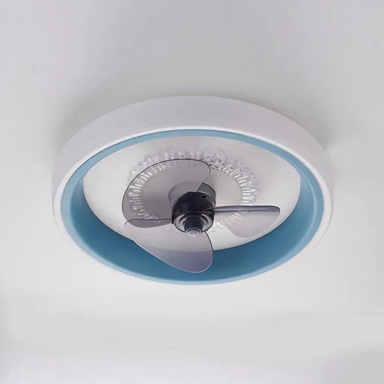Transparent Round Modern Ceiling Fan with Light - Clowas