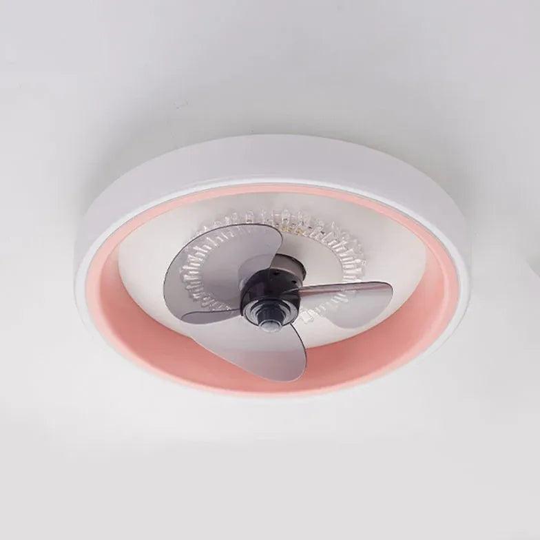 Transparent Round Modern Ceiling Fan with Light - Clowas
