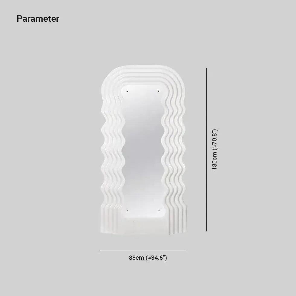 White Wavy Full-Length Mirror Floor Lamp - Clowas