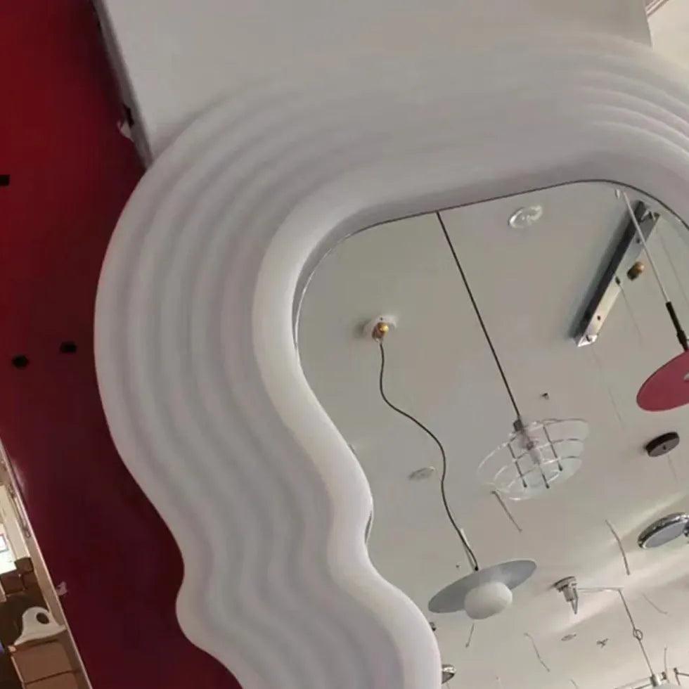 White Wavy Full-Length Mirror Floor Lamp - Clowas