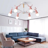 Multi-Armed Deer Head Wooden Chandelier - Clowas
