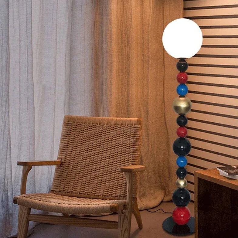 Vertical Spherical Red Metal Floor Lamp - Clowas