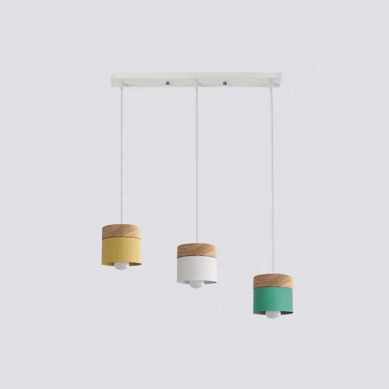 Colorful Cylinders Modern Wooden Pendant Light - Clowas