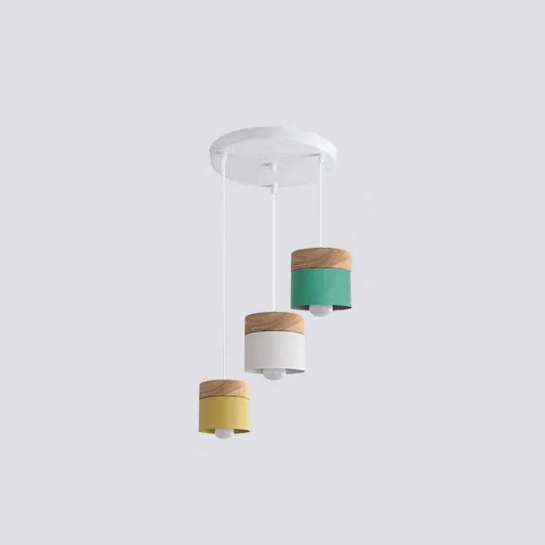 Colorful Cylinders Modern Wooden Pendant Light - Clowas