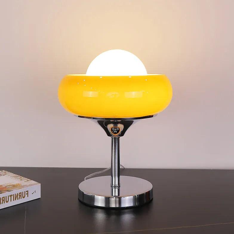 Vertical Slender Circular Lampshade Glass Floor Lamp - Clowas