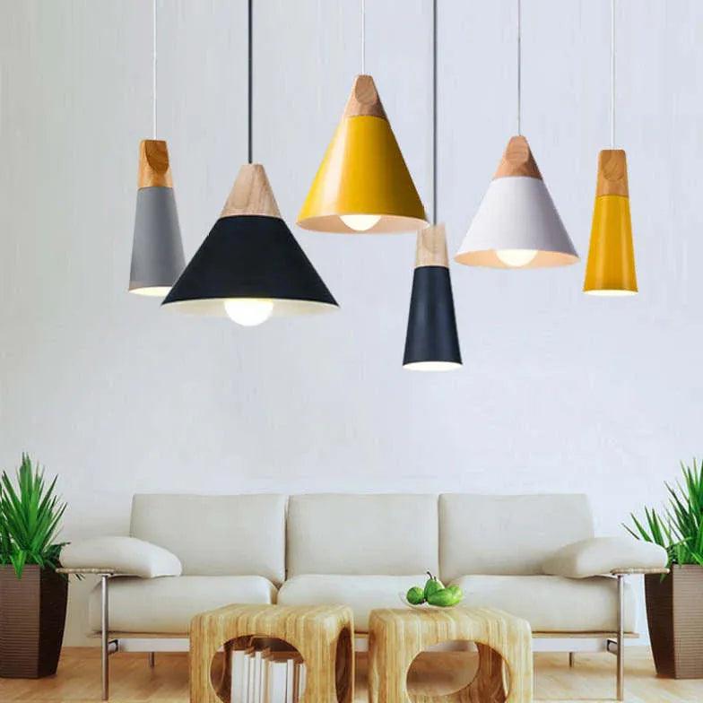Morandi Multi-shaped Wood And Metal Pendant Light - Clowas