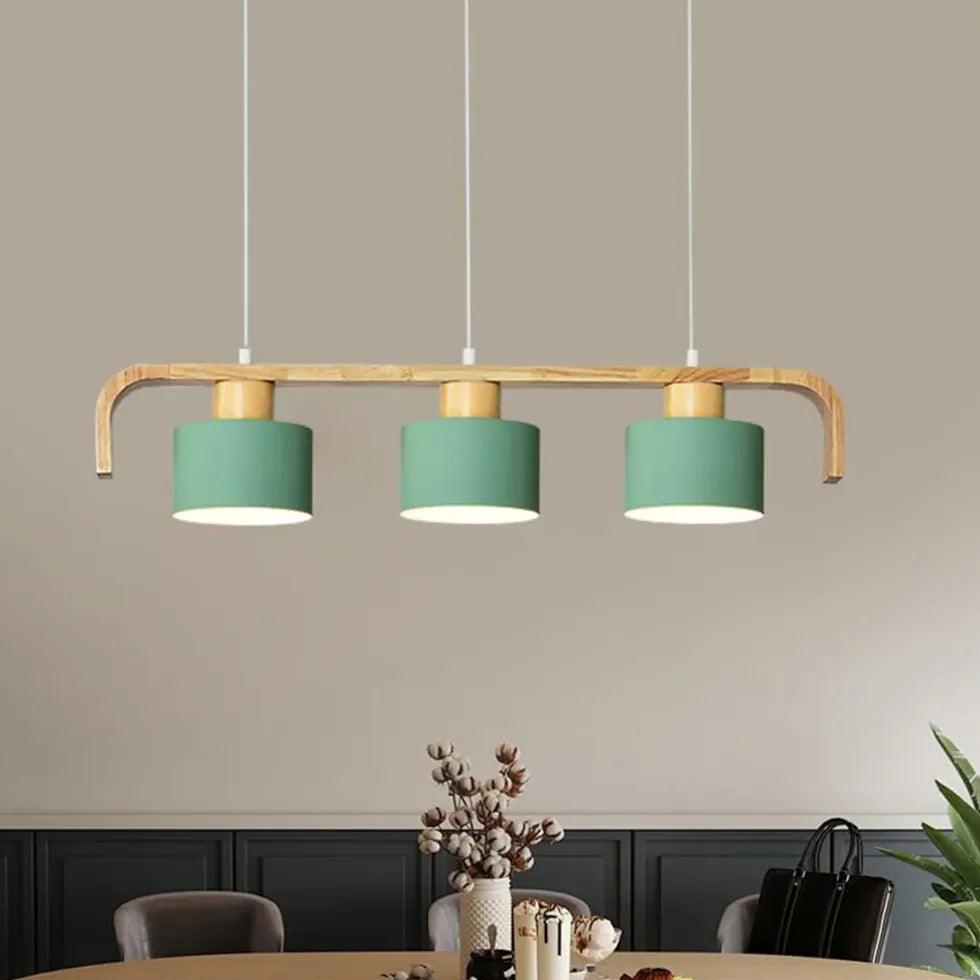 Segmented Layout Dining Room Wooden Pendant Light - Clowas