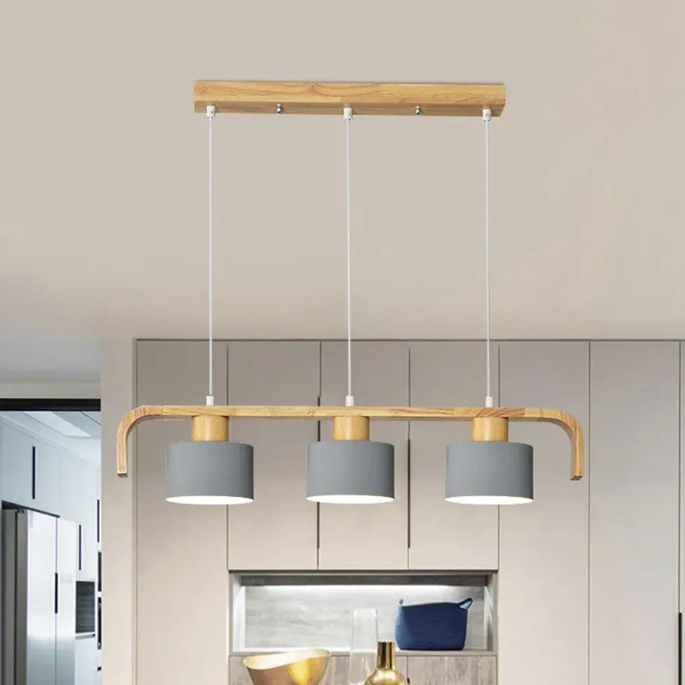 Segmented Layout Dining Room Wooden Pendant Light - Clowas