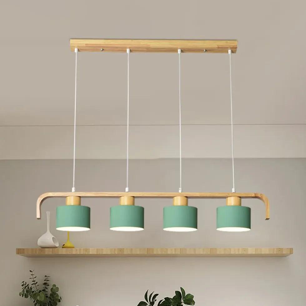Segmented Layout Dining Room Wooden Pendant Light - Clowas