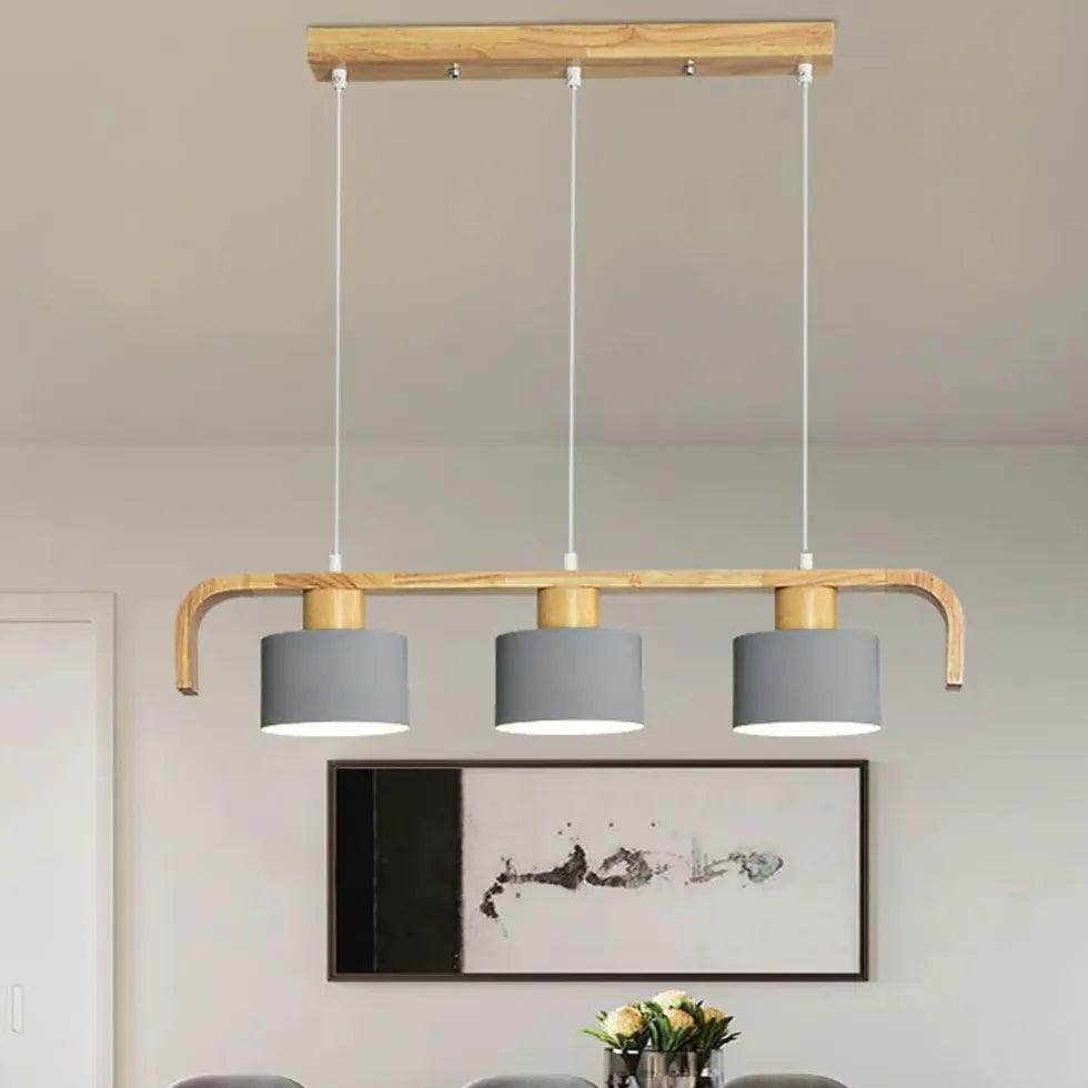 Segmented Layout Dining Room Wooden Pendant Light - Clowas