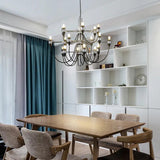 Multi-Arm Design Candelabra Black Industrial Chandelier - Clowas