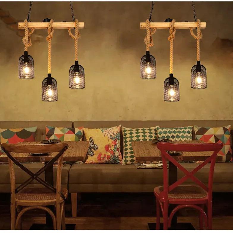 Industrial Pendant Light with Three Bulbs