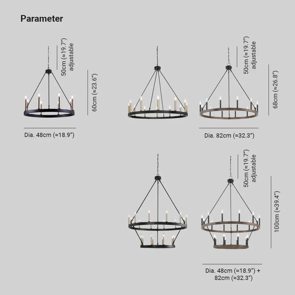 Multi-Head Candle Design Round Industrial Chandelier - Clowas