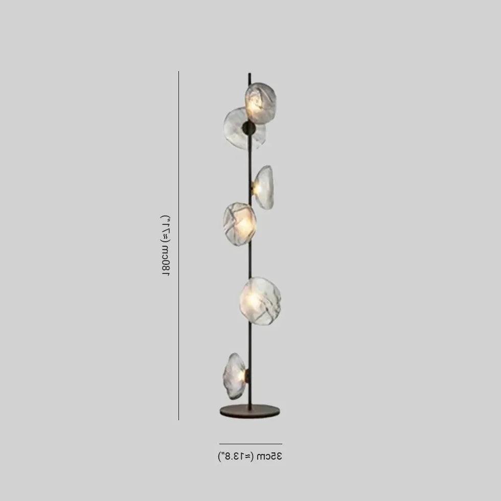 Multi-Head Transparent Glass Straight Pole Floor Lamp - Clowas
