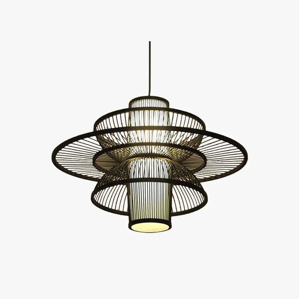 Contemporary Chinese Bamboo Woven Light Pendant for Living Room