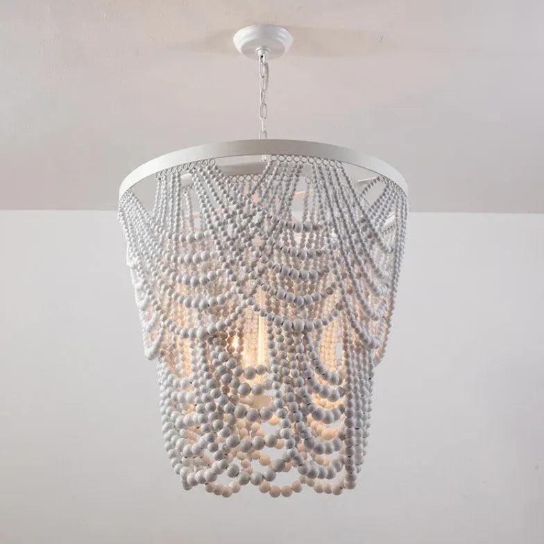 Multi-Layer Beaded Design Wooden Chandelier - Clowas