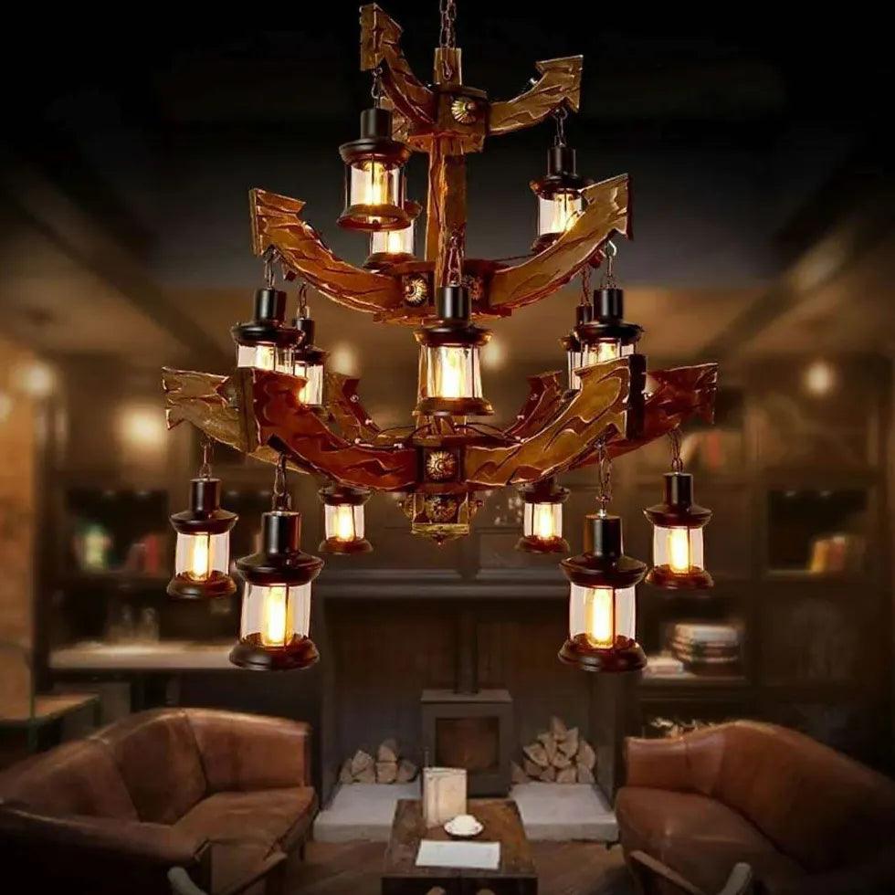 Multi-layer Wooden Vintage Structure Chandelier - Clowas