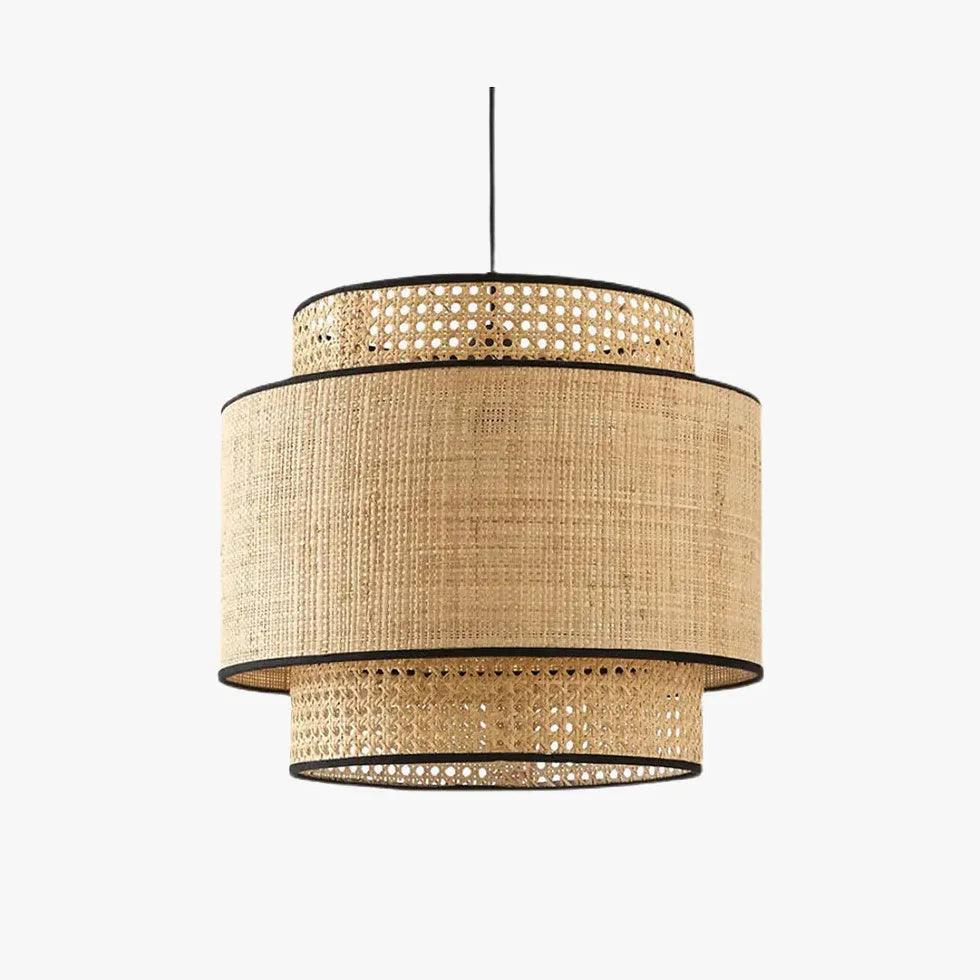 Multi Level Cylinder Rattan Vintage Pendant Light - Clowas