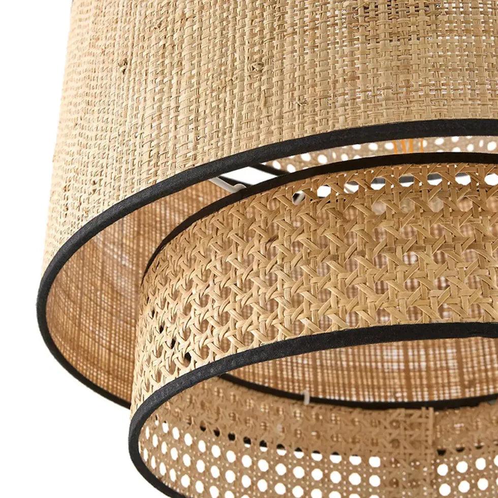 Multi Level Cylinder Rattan Vintage Pendant Light - Clowas