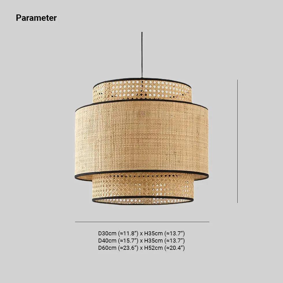 Multi Level Cylinder Rattan Vintage Pendant Light - Clowas