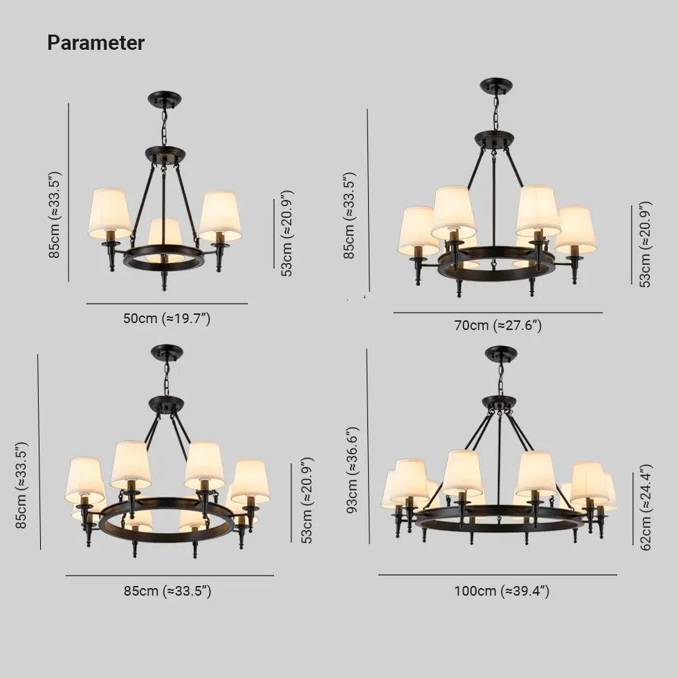 Multi-Light Fabric Shade Industrial Living Room Chandelier - Clowas