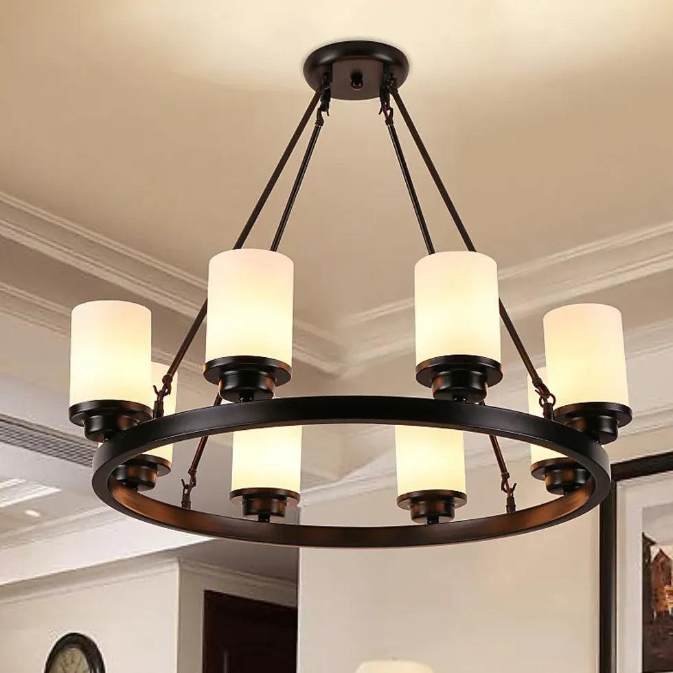 Multi-Light Glass Shades Black Pendant Light - Clowas