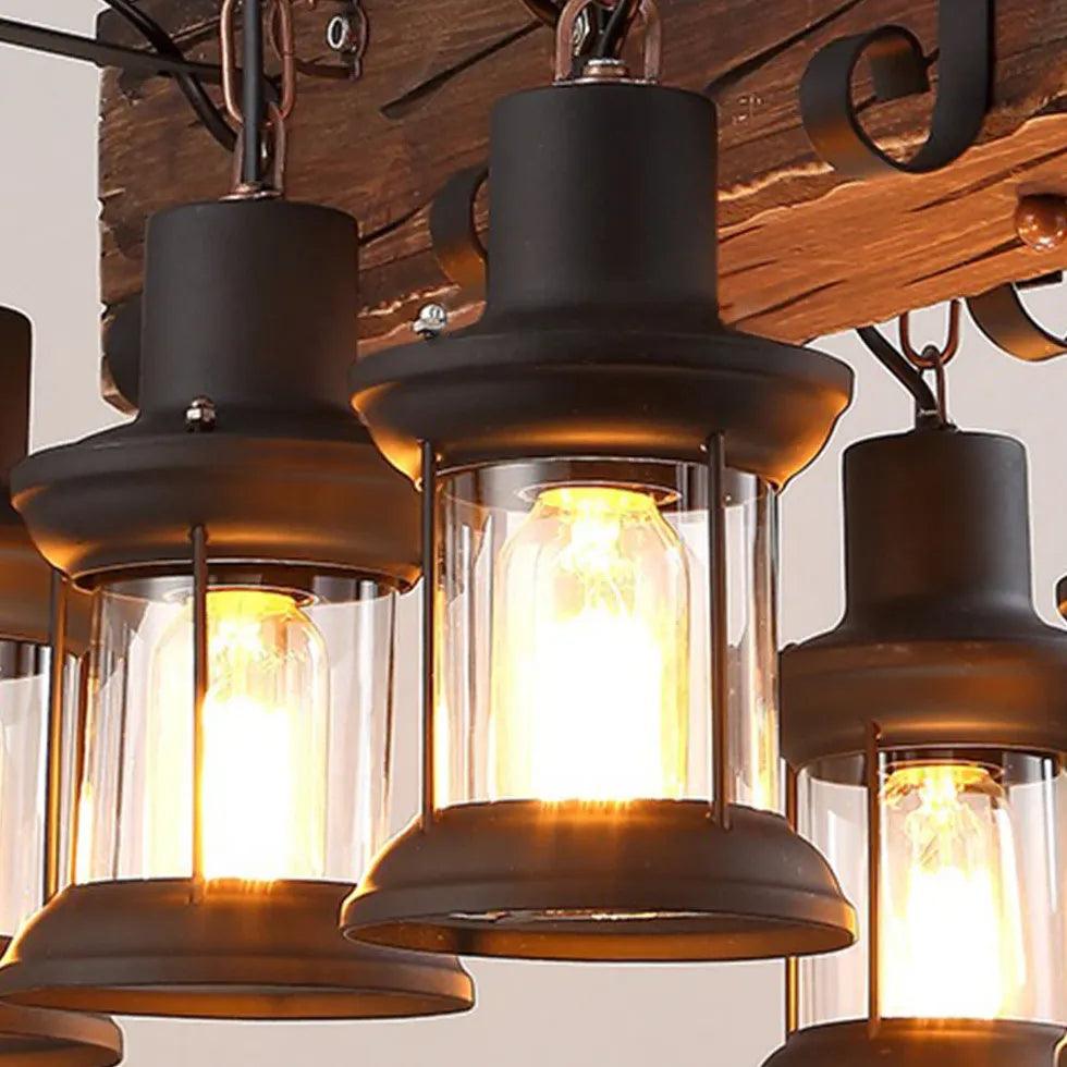 Multi-Light Wooden Vintage Lantern Pendant Light - Clowas