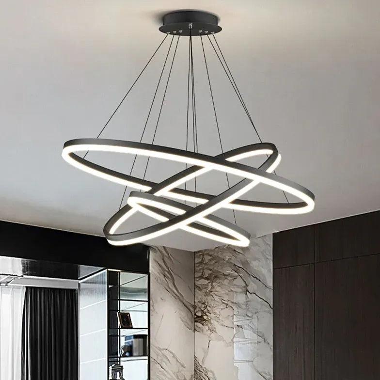 Multi-Ring Modern Black LED Pendant Light - Clowas