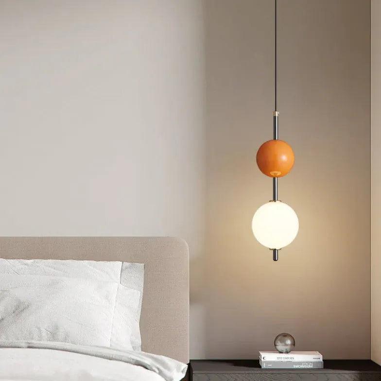 Modern Pendant Light with Creamy Round Ball Design For Bedroom