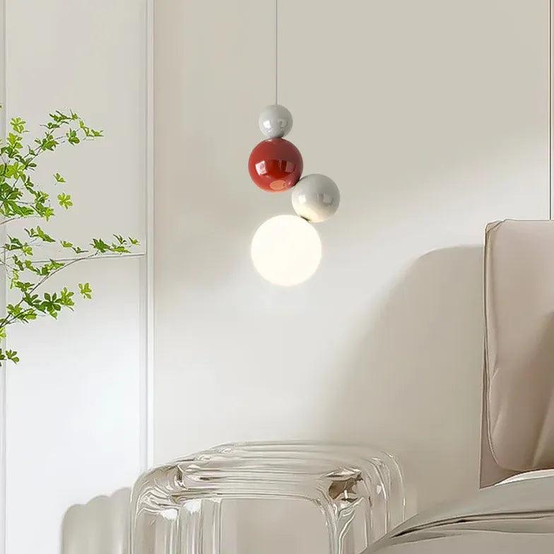 Modern Pendant Light In Cream Ball Design For Bedroom