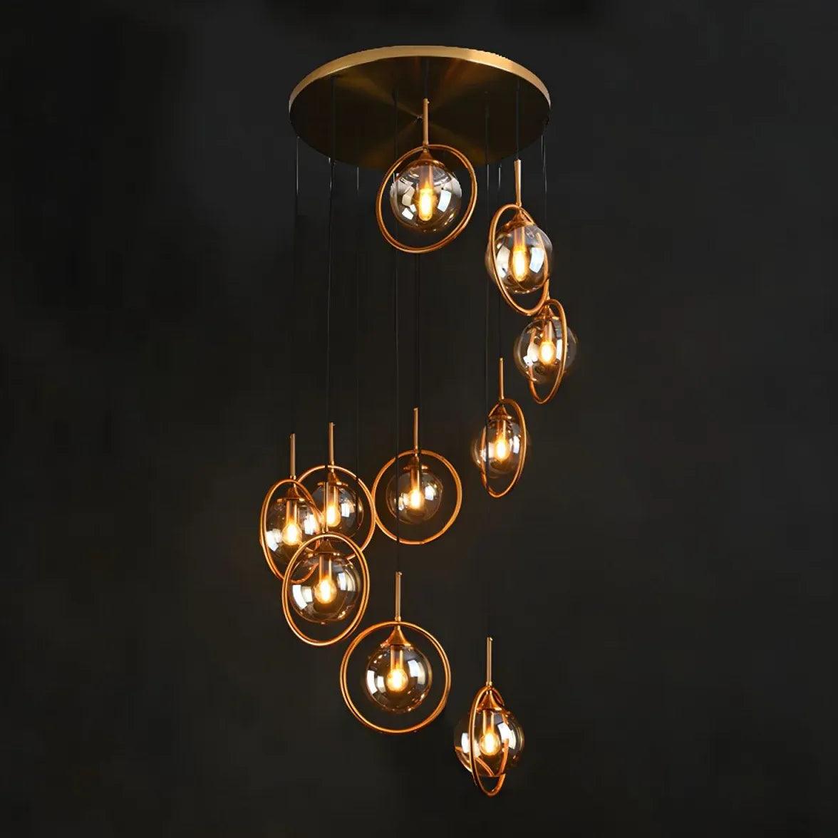 Multi-Sphere Metal Ring Modern Chandelier - Clowas