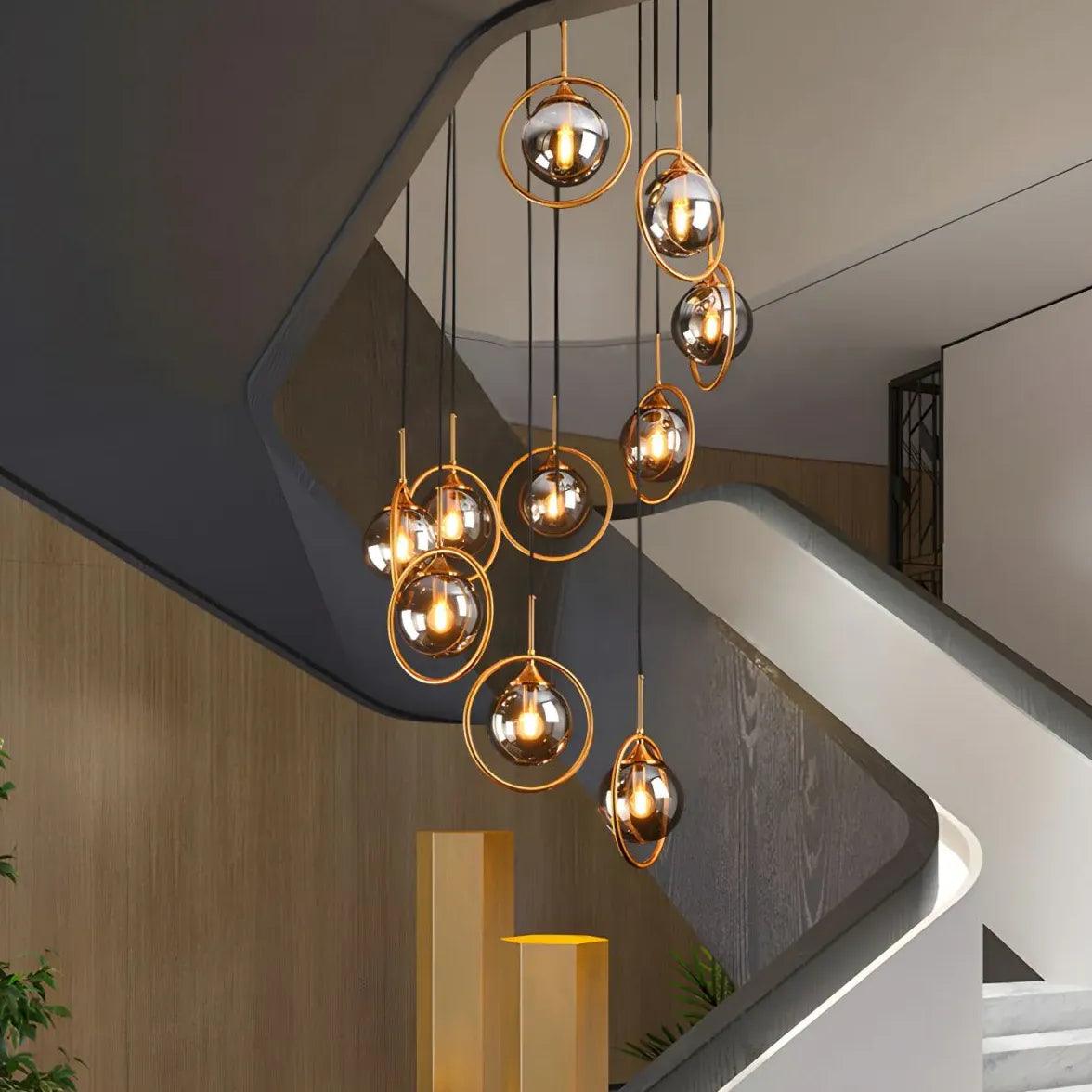 Multi-Sphere Metal Ring Modern Chandelier - Clowas